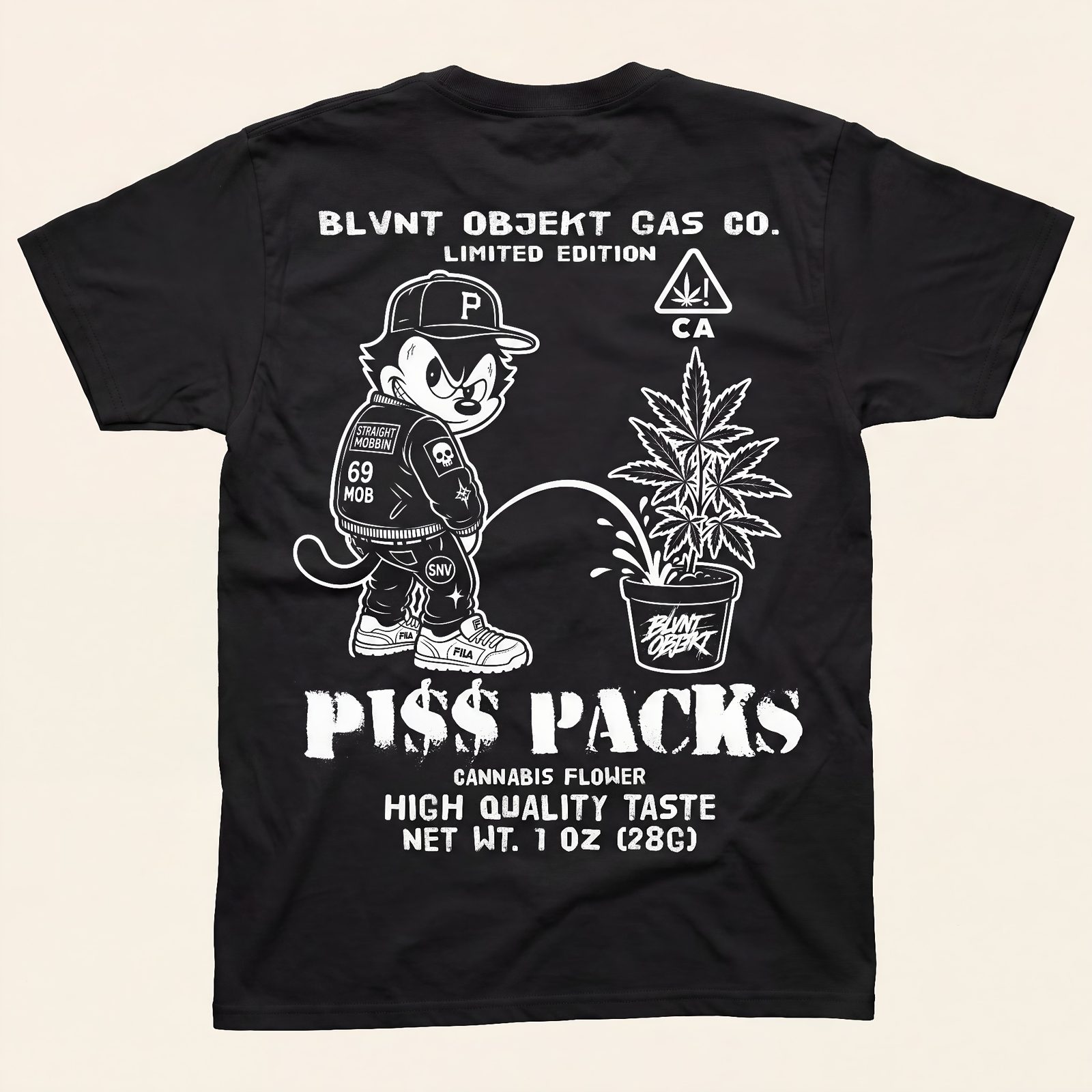 PISS PACKS black graphic tee back